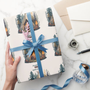 One Happy Camper Wood Boys 1. Geburtstag Geschenkpapier