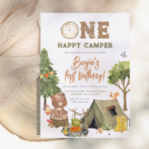 One Happy Camper Woodland Bären Boys 1. Geburtstag