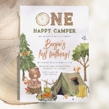 One Happy Camper Woodland Bären Boys 1. Geburtstag