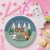 ONE Happy Camper Woodland Camping Niedlich Gebirge Pappteller (Party)