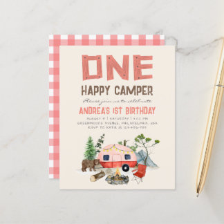 One Happy Camper Woodland Girls 1. Geburtstag Pink