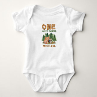 One Happy Camper Woodland Watercolor 1. Geburtstag Baby Strampler