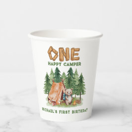 One Happy Camper Woodland Watercolor 1. Geburtstag Pappbecher