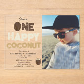 One Happy Coconut 1st Summer Birthday Photo Acryleinladungen (Vorderseite)