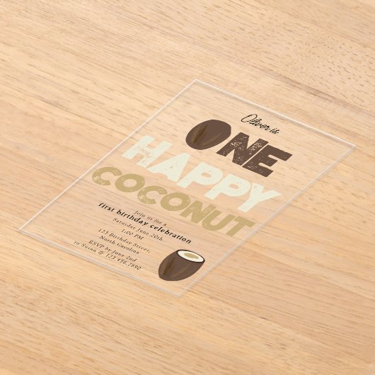 One Happy Coconut Invite 1st Summer Birthday Acryleinladungen (Ablage )