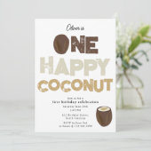 One Happy Coconut Invite 1st Summer Birthday Einladung (Stehend Vorderseite)