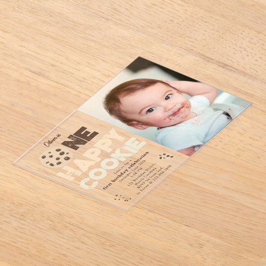 One Happy Cookie Invite 1st First Birthday Photo Acryleinladungen (Ablage )