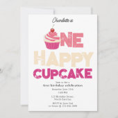 One Happy Cupcake Invite 1st First Birthday Cute Einladung (Vorderseite)