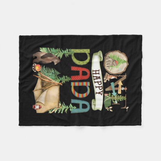 One Happy Dada Camper First Birthday Camng Bear Fleecedecke (Vorderseite (Horizontal))