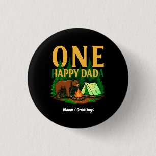 One Happy Dada Erster Geburtstag Bären Camping Fun Button