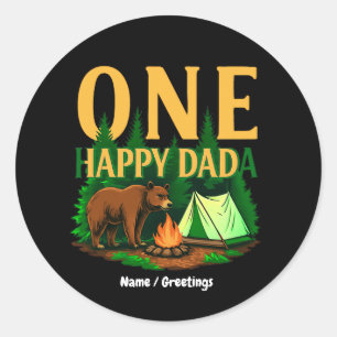 One Happy Dada Erster Geburtstag Bären Camping Fun Runder Aufkleber