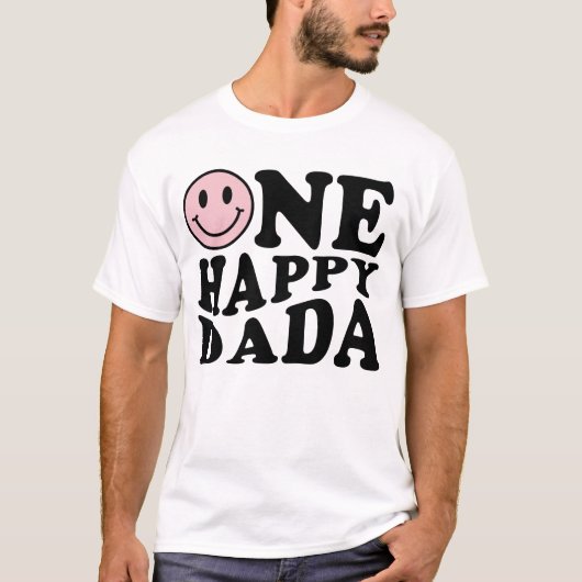 One Happy Dada | Rosa Matching One Family Birthday T-Shirt (Vorderseite)
