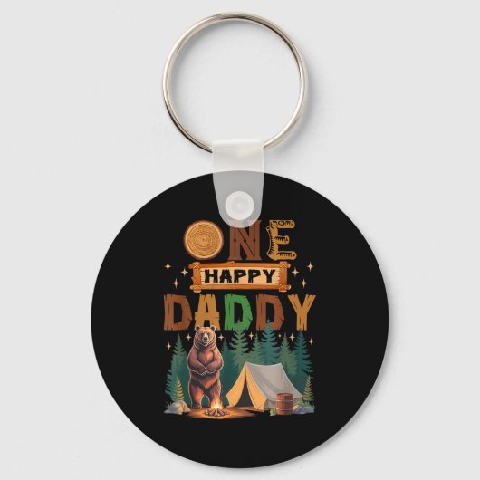 One Happy Daddy Camper 1st Birthday Camng Bear Schlüsselanhänger (Vorderseite)