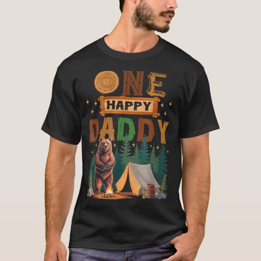 One Happy Daddy Camper 1st Birthday Camng Bear  T-Shirt (Vorderseite)