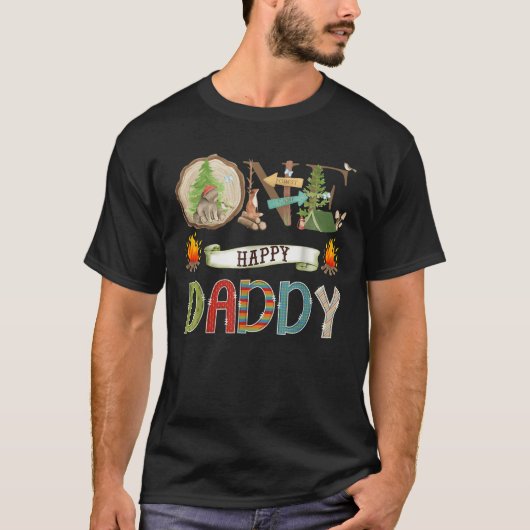 One Happy Daddy Camper 1St Birthday Camping Bear T-Shirt (Vorderseite)