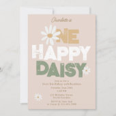 One Happy Daisy Invite 1st First Birthday Cute Einladung (Vorderseite)