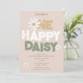 One Happy Daisy Invite 1st First Birthday Cute Einladung (Stehend Vorderseite)