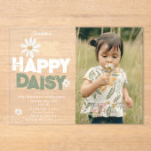 One Happy Daisy Invite 1st First Birthday Photo Acryleinladungen (Vorderseite)