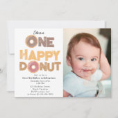 One Happy Donut Invite 1st First Birthday Photo Einladung