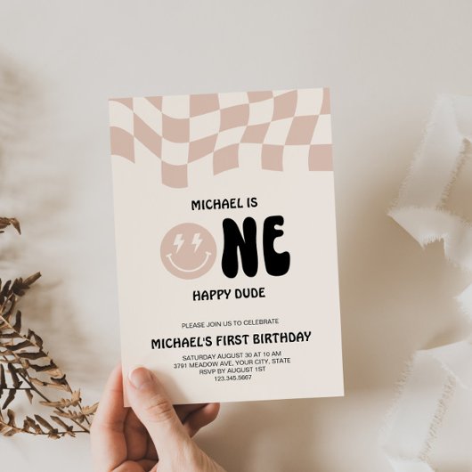 One Happy Dude 1st Birthday Editable Invitation Einladung