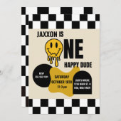 ONE Happy Dude Birthday Invitation Einladung (Vorne/Hinten)