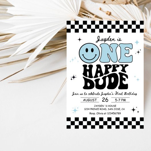 One Happy Dude Boy First Birthday Party Einladung