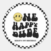 One Happy Dude | Boys Rad Kids 1st Birthday Runder Aufkleber (Vorderseite)