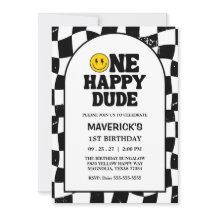 One Happy Dude Boy's Retro 1st Birthday 