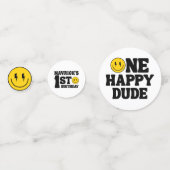 One Happy Dude Boy's Retro 1st Birthday Konfetti (Vorderseiten)
