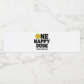 One Happy Dude Boy's Retro 1st Birthday  Wasserflaschenetikett (Einzelnes Label)