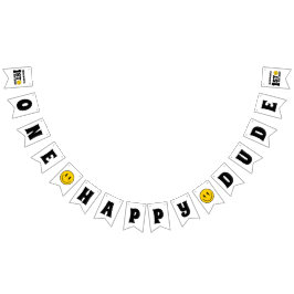 One Happy Dude Boy's Retro 1st Birthday Wimpelkette