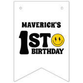 One Happy Dude Boy's Retro 1st Birthday Wimpelkette (Erste Fahne)