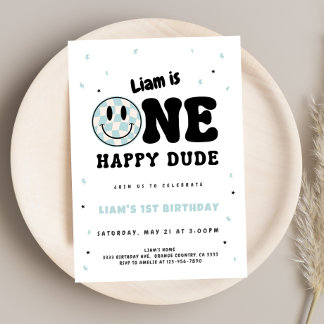 One Happy Dude Checkered Einladung