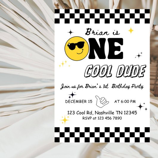 One Happy Dude – Cool & Fun Boy 1st Birthday Party Einladung
