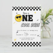 One Happy Dude – Cool & Fun Boy 1st Birthday Party Einladung (Stehend Vorderseite)