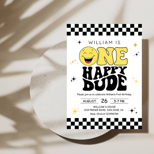 One Happy Dude - Fun 1st Birthday Boy Party Einladung