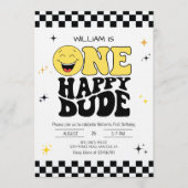 One Happy Dude - Fun 1st Birthday Boy Party Einladung (Vorderseite)