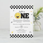 One Happy Dude - Fun 1st Birthday Boy Party Einladung (Stehend Vorderseite)