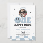 ONE HAPPY DUDE INVITATION, 1ST BIRTHDAY INVITATION EINLADUNG (Vorderseite)