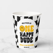 One Happy Dude Retro First 1st Birthday Party Pappbecher (Rückseite)