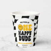 One Happy Dude Retro First 1st Birthday Party Pappbecher (Vorderseite)