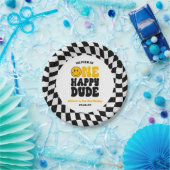 One Happy Dude Retro First 1st Birthday Party Pappteller (Party)