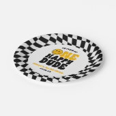 One Happy Dude Retro First 1st Birthday Party Pappteller (Schrägansicht)