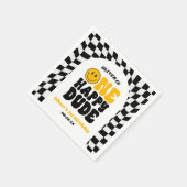 One Happy Dude Retro First 1st Birthday Party Serviette (Ecke)