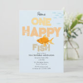 One Happy Fish Invite 1st Boy Girl Birthday Einladung (Stehend Vorderseite)