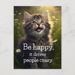 One Happy Fluffy Kitten - Glück & Crazyness Postkarte