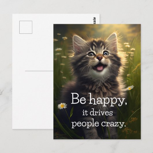 One Happy Fluffy Kitten - Glück & Crazyness Postkarte (Vorne/Hinten)