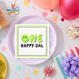 One Happy Gal 1. Geburtstag Party Green Smiley Serviette