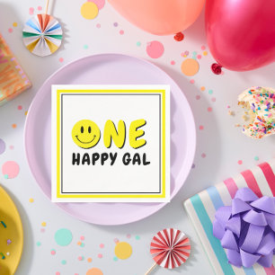 One Happy Gal 1. Geburtstag Party Yellow Smiley Serviette