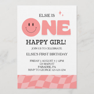 One Happy Girl First Birthday Invitation Einladung